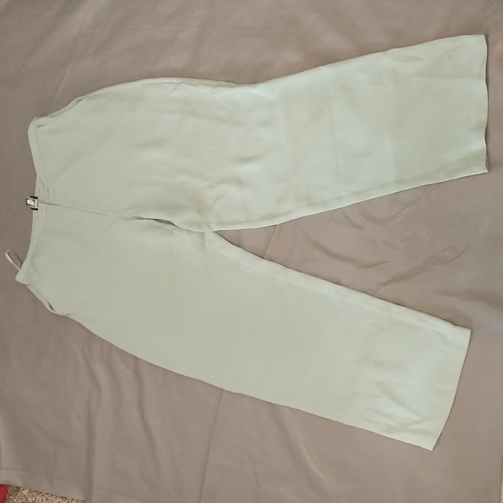 Eileen Fisher light green silk straight leg pants